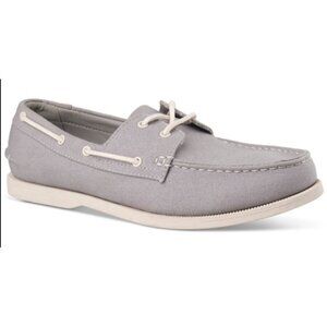 Club Room Men's Elliot Lace-up Boat Shoes Size 10 in Grey Canvas Preppy Nautical
